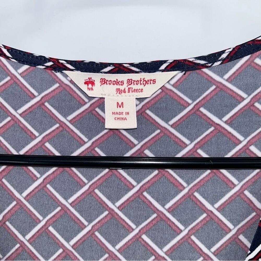Brooks Brothers Red Fleece Navy & Red Check Wrap Dress Sz M Business Casual - Picture 4 of 5